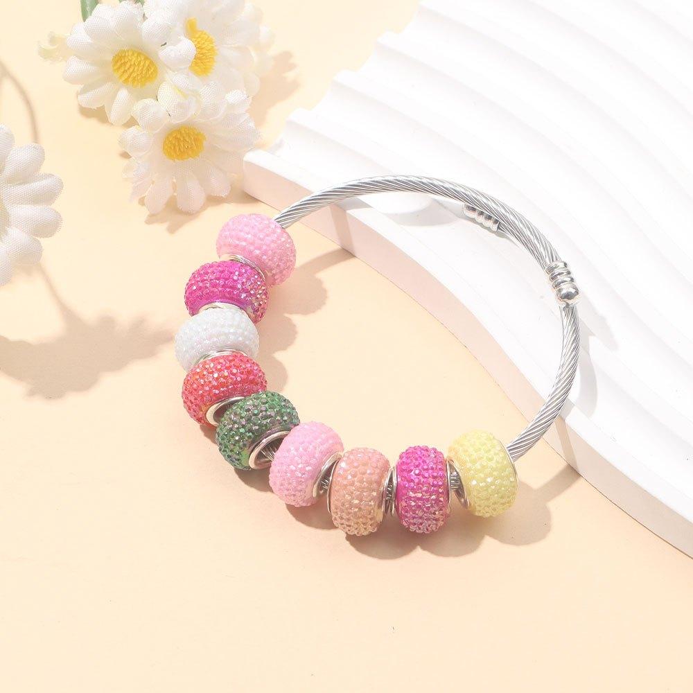 7/14/21pcs Resin Material European Large Hole Spaced Beads Large Hole Beads Decorative Beads and Beads DIY European Accessories Bracelet Necklace