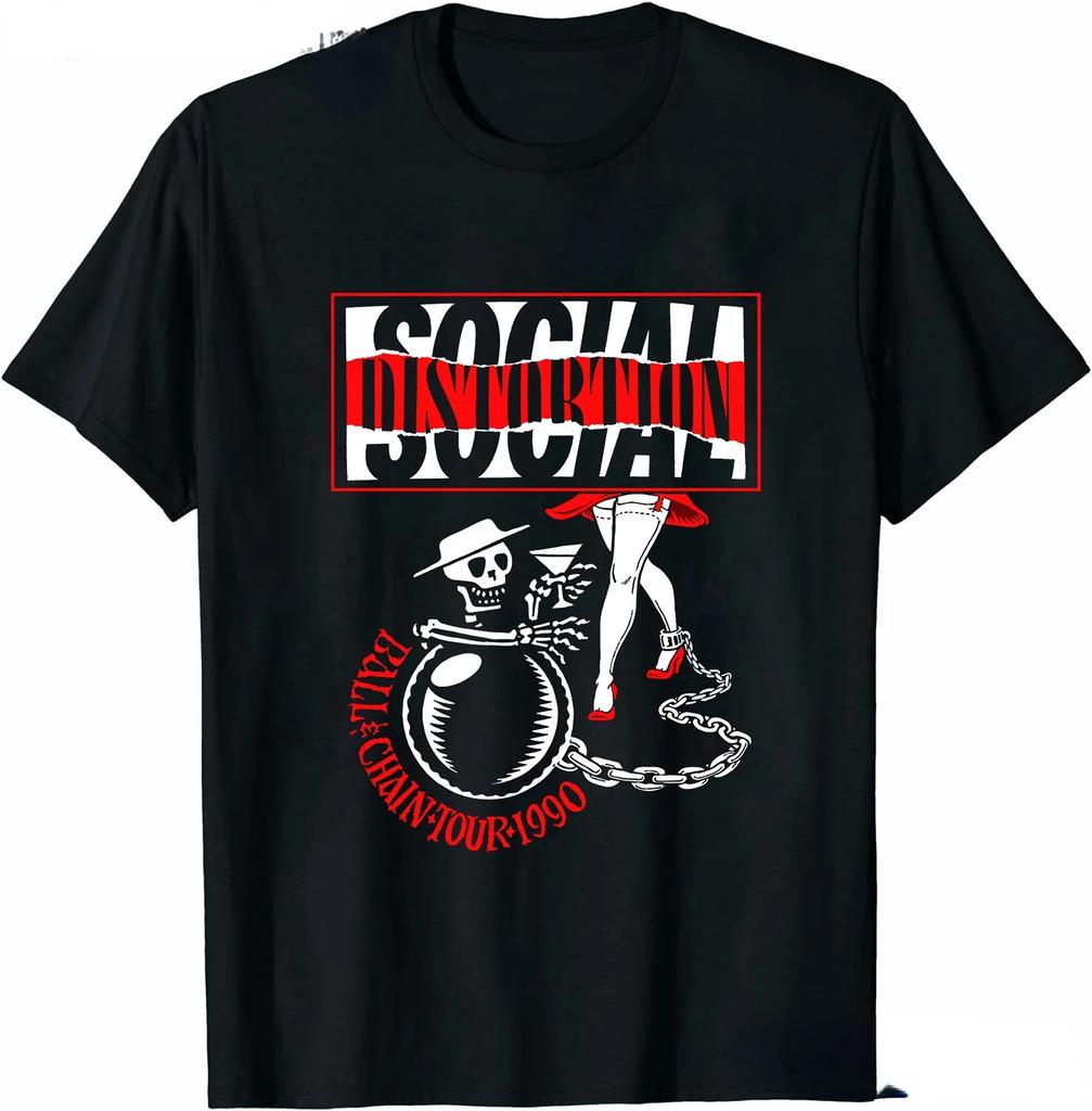 Men Clothing Social Distortion Winged Wheel TShirt Ball and Chain Mens Tshirt Street Hip Hop Style Tees Loose Tops Streetwear