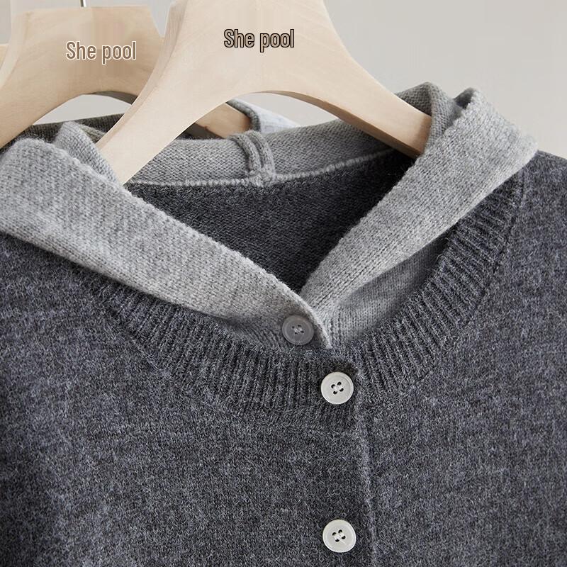 Women's Color-Block Hooded Faux Two-Piece Sweater Cardigan