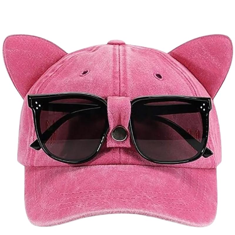 

Women Baseball Hat Cartoon Kitten Ear Lovely Ear Fun Shades Hat for Idol Concert Shows Sunglasses Caps for Adults