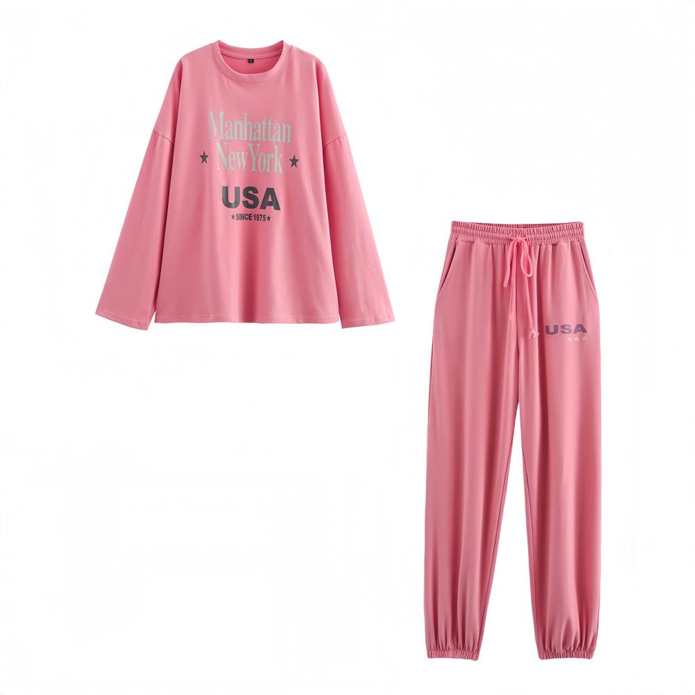 

Spring 2025 Women s Fashion Print Tee & Velour Pants Set Small