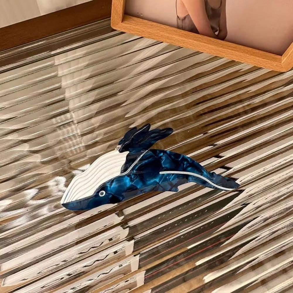 Non Slip Whale Hair Claw Cartoon Whale Shaped Hair Claw Cute Acetate Hair Clips Headwear