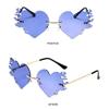 UV400 Protection Fire Heart Shaped Sunglasses Rimless Party Favor Eyewear  for Women & Men