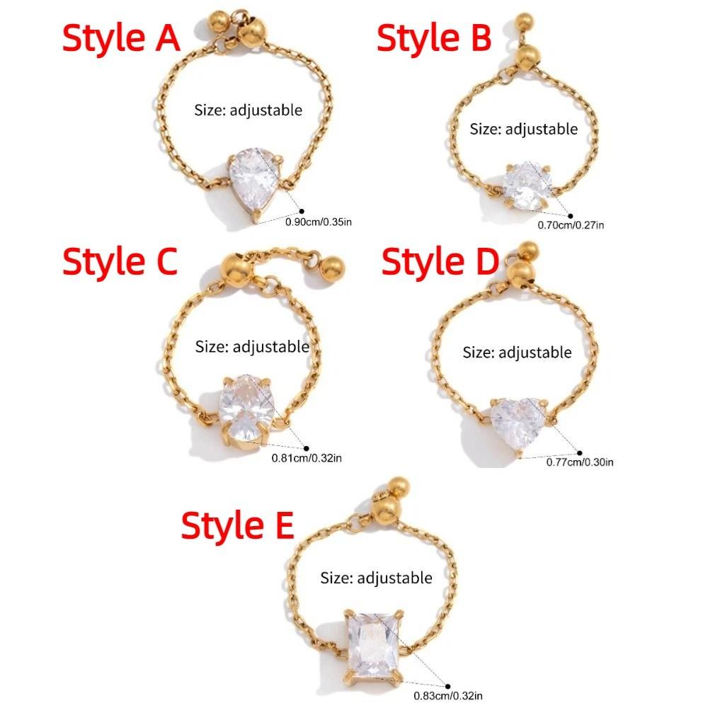 Exquisite Zirconia Chain Rings Minimalist Finger Jewelry Delicate Adjustable Chain Ring Party