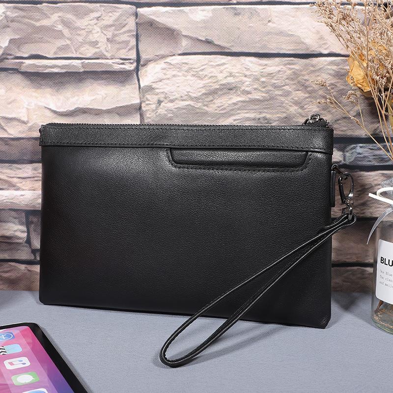 New Fashionable Men's Genuine Leather Handbag with A Layered Cowhide and Large Capacity Long Clutch Wallet