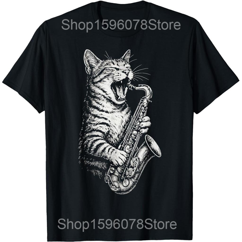 Sax Player Saxophonist Music Notes Jazz Music Saxophone T Shirts Men Cotton Humor Streetwear Tee Short Sleeve Unisex Clothing