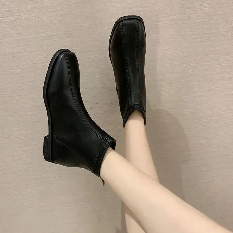 Fashion Booties Waterproof Ankle Boots for Women Winter 2024 Flat Pu Chic and Elegant High Quality On Offer Promotion Woman Short Shoes