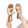 Bow Slippers Women's Summer Outer Wear New Year's New Flat-bottomed Beach One-word Drag Retro Cool Slippers