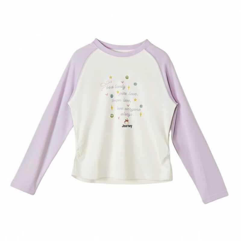 Deesha Girls' Autumn Color-block Letter Print Raglan T-shirt
