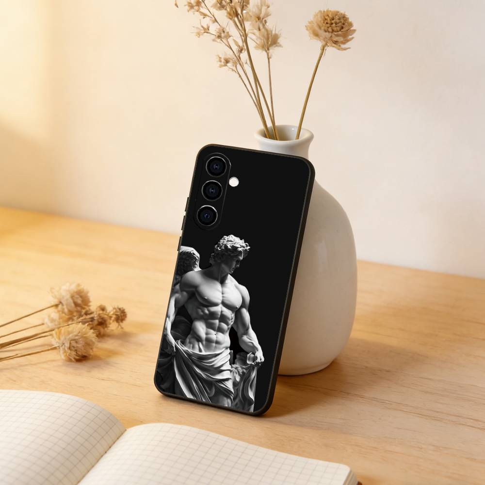 

Ancient Greek statues Phone Case Black Silicone Soft For Samsung Galaxy A73,A72,A71,A70,A53,A52,A51 Samsung a20s