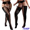 Fishnet Garter Belt Stockings Open Crotch Pantyhose Seamless Stretchy Mesh Hosiery for Women