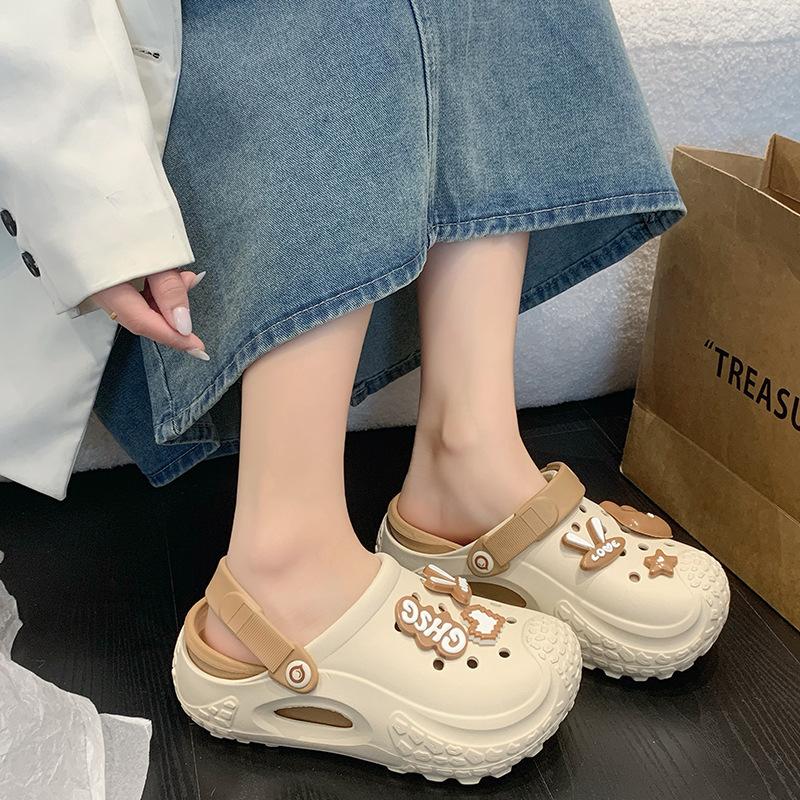 Fashion 2025 New Women Summer Platform Slippers Cute DIY Rabbit Girls Fashion Clogs Thick Sole Female Indoor Beach Slides Street Sandals