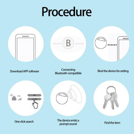 Two Way Separation Alarm APP Control Selfie Function Smart Tracker with Metal Ring Loud Sound Bluetooth-compatible 5.0 Key Finder