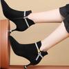 Skinny Boots Women's New Autumn and Winter Pointed Head Thin Heel Velvet Medium Heel Women's Boots Fashion Boots