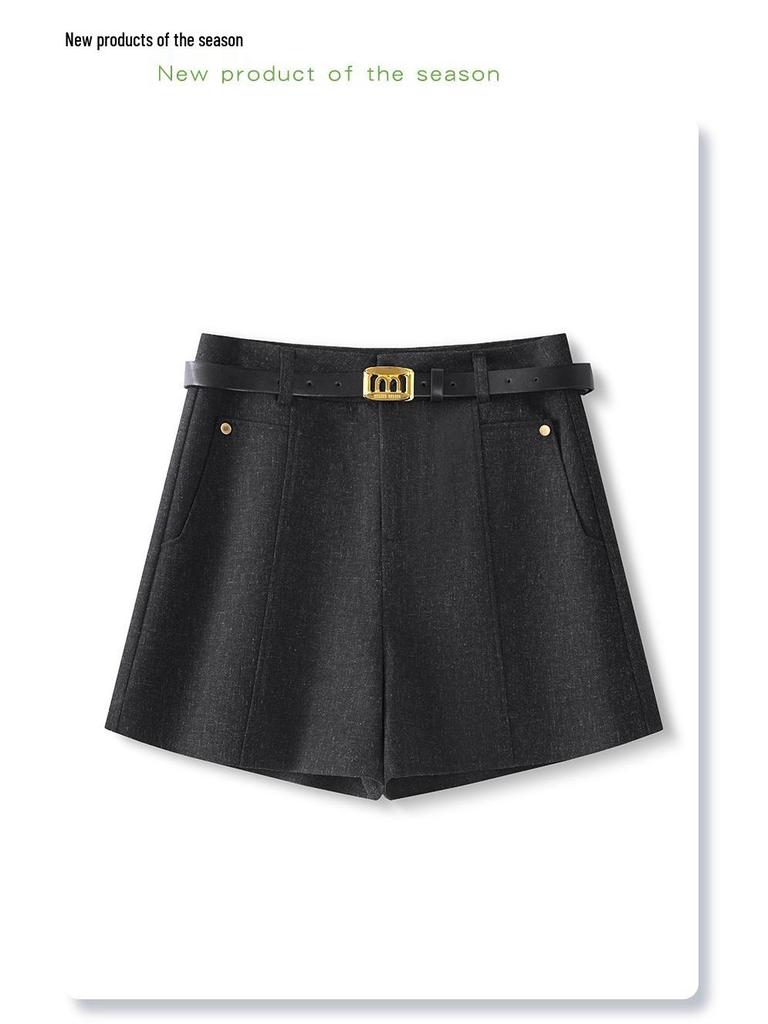 Women's Spring 2025 Casual A-line Suit Shorts - Loose, Wide-Leg, Four-Point Style