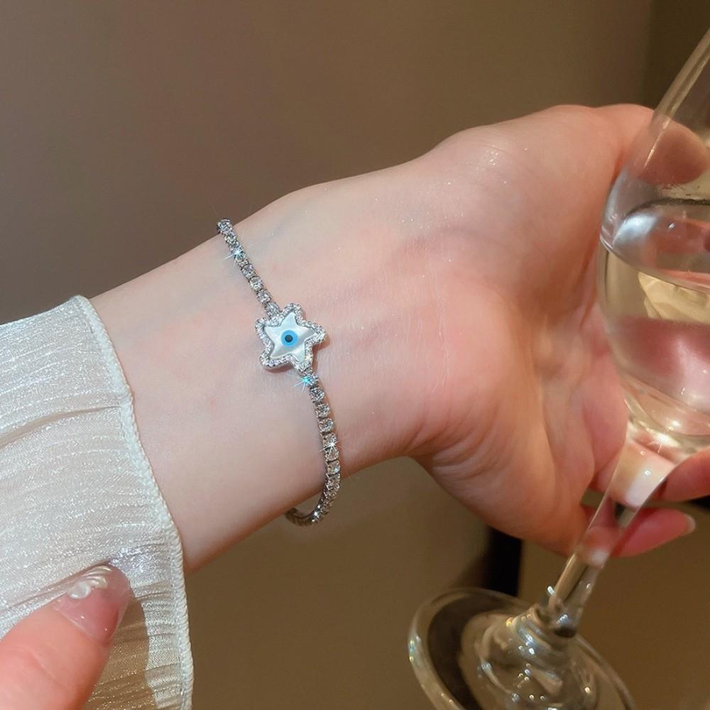 Star Round Devil's Eye Rhinestone Devil's Eye Bangle Banquet Clothes Jewelry  Ladies Girls