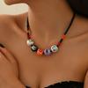 Halloween Necklace Bracelet Exaggerated Niche Dark Wind Trend Bat Pumpkin Eye Beaded Bracelet