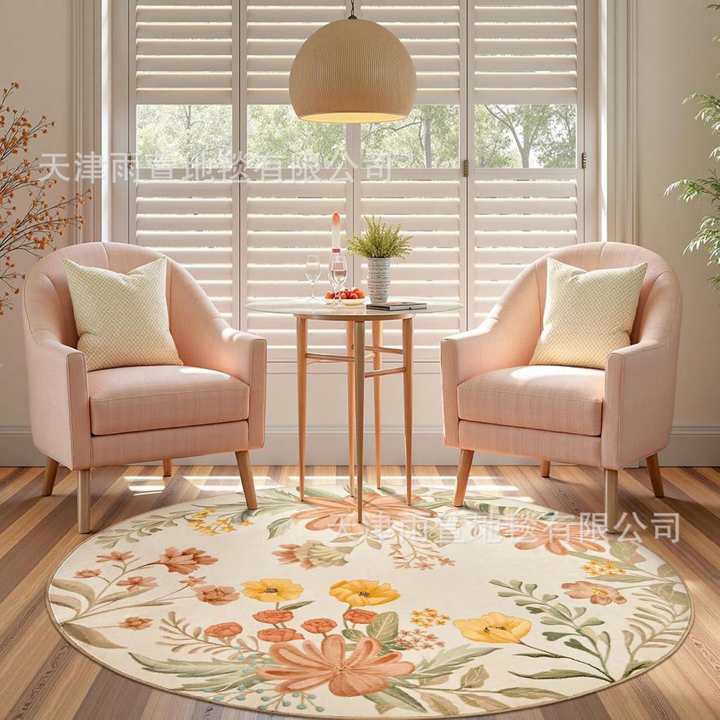 Frühling/Sommer Blume Runder Teppich Schlafzimmer Wohnzimmer Rutschfeste Matte Runder Sofateppich