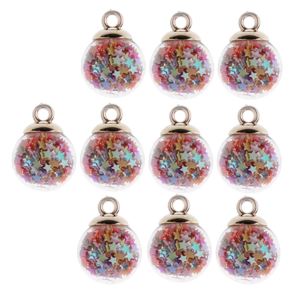 10 stykker 16 mm Tiny Star Glass Ball Charms Pendant DIY Craft rosa