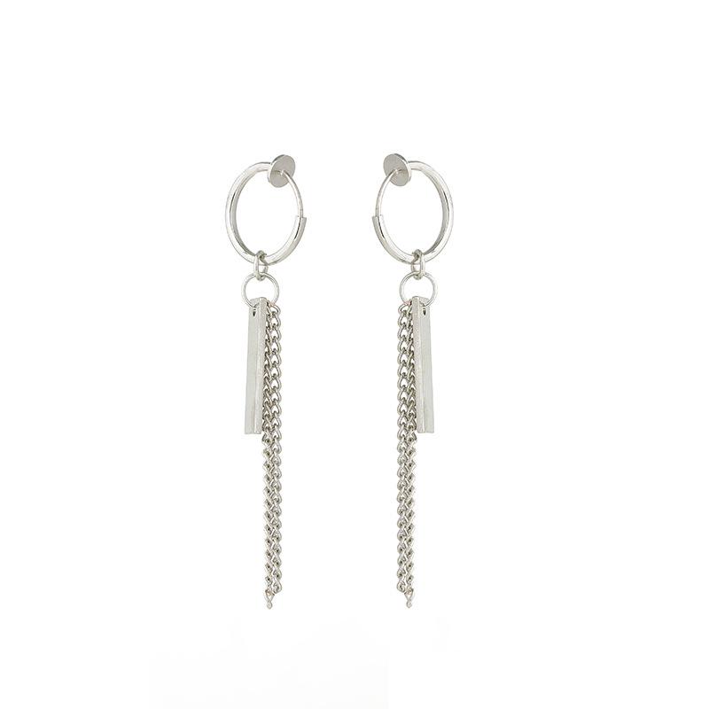 Women's Hip-Hop Long Chain Earrings: Non-Pierced Cold Style Hoops