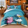 Courage the Cowardly Dog Pattern Bedding 3Pcs Set Bed Sheet And Pillowcases For Indoor Bedroom