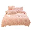 Thickened Milk Fleece Four-Piece Set, Lace Coral Fleece Quilt Cover, Bedding Fleece Bed Sheet Three-Piece Set