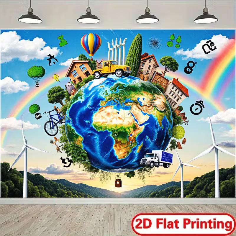 

2D Dreamy Eco World Backdrop for Live Streaming & Content Creation 47.2x31.5inch/120*80cm