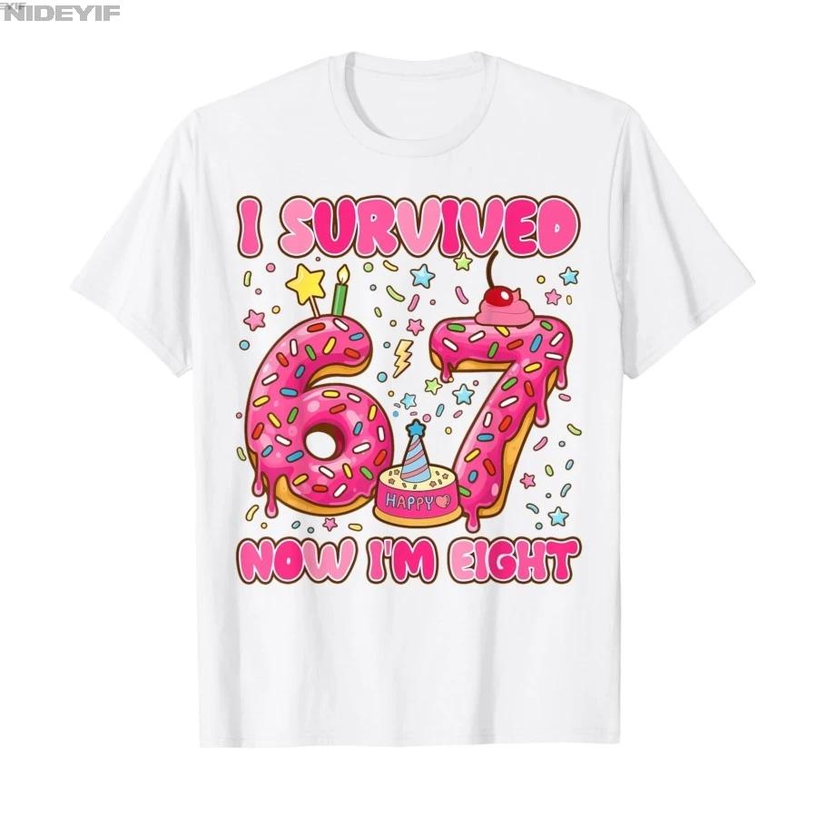 8 Year Old Girl Birthday Outfit 67 Meme Girls 8th Birthday Tshirt For Men Women 100 Cotton T Shirts Short Sleeve Tops 04133 S