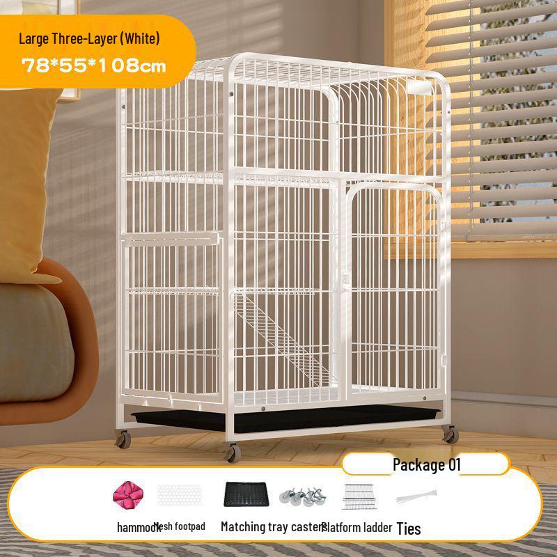 Large Double-Layer Indoor Cat Villa: Space-Saving, Portable Cage with Nest
