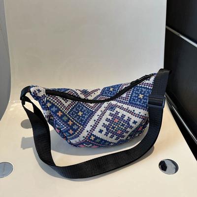 Canvas Chest Bag Ethnic Style Crossbody Bag for Women 2023 New Trend Fashion Commuter Bag Vintage Style Dumpling Bag