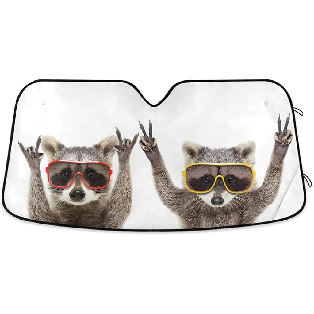 Black Leopard Car Windshield Sun Shade N Animal Skin Print Foldable UV Ray Sun Visor Protector Sunshade To Keep Your Vehicle Cool (55" X 27.6")