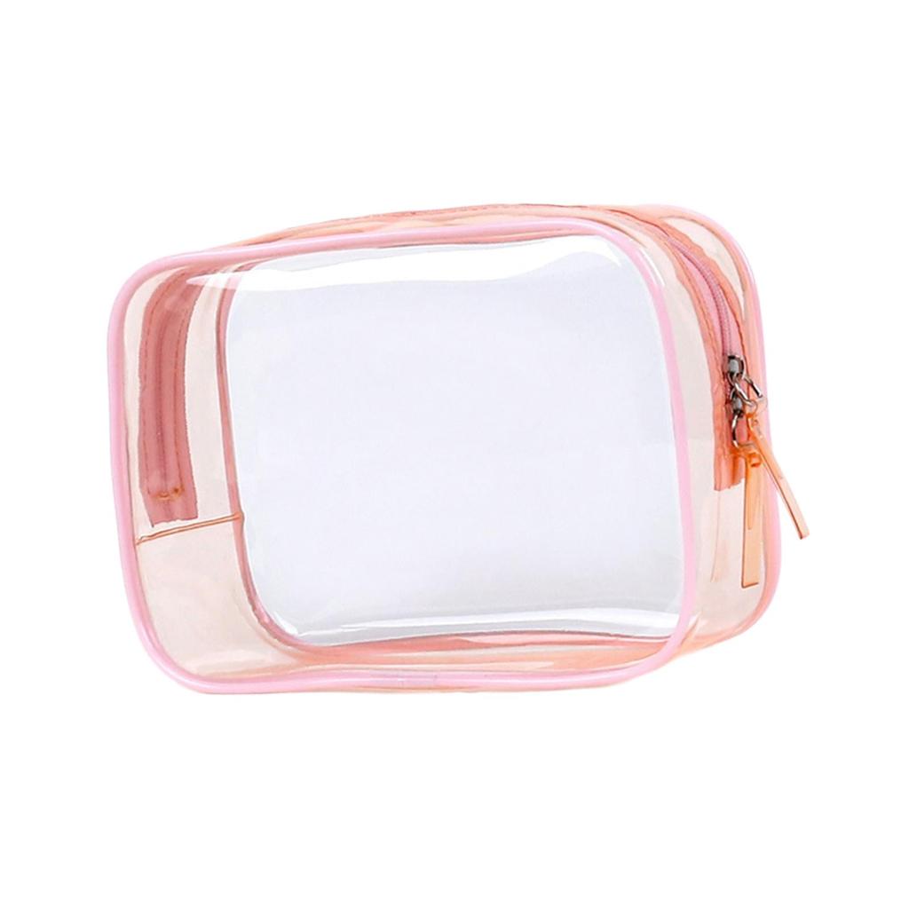 Transparent cosmetic bag travel toiletry organizer pink