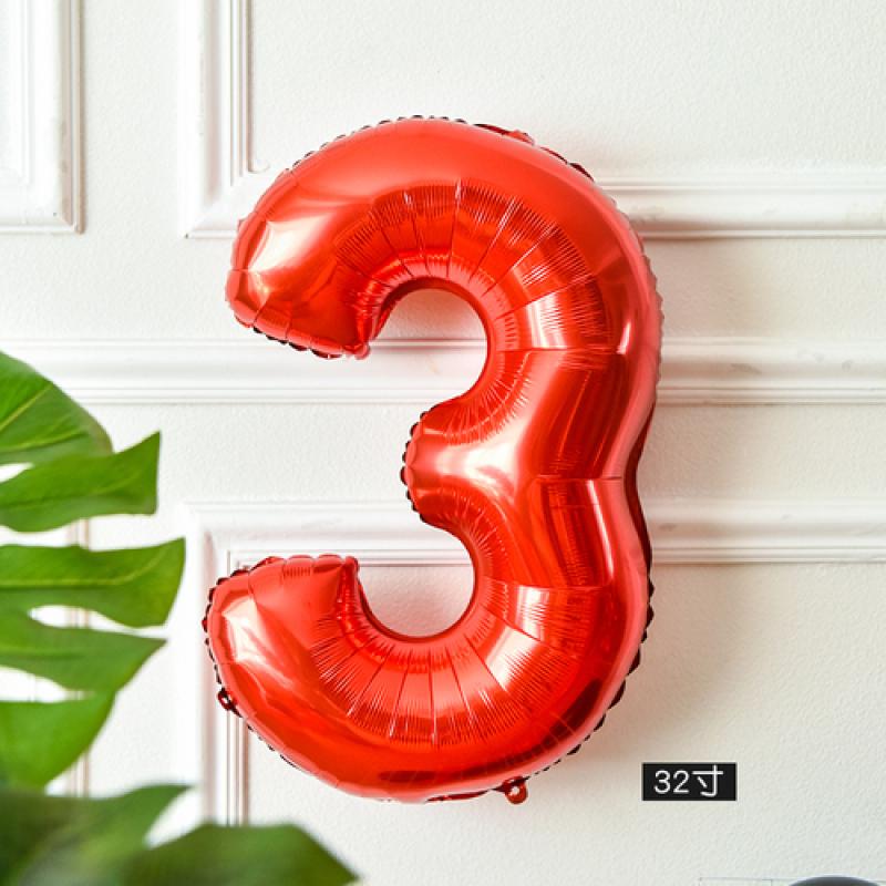 16/32/40 Inch Digital Number 0~9 Red Number Aluminum Film Balloon Wedding Birthday Party Decoration