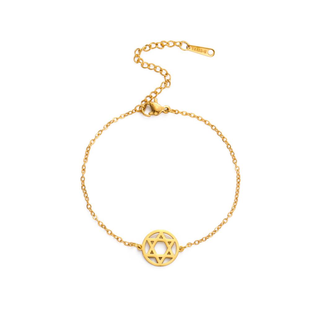 Hollow Out Hexagram Pendant Titanium Steel Bracelet Fashion Trendy Versatile Accessory