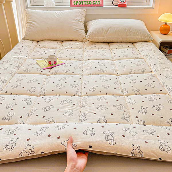 WTEMPO Printed Smooth Surface Foldable High Quality Soft Cotton-filled Mattress All Seasons Thick Bedroom Tatami School Dormitory Bed Mattress Pad