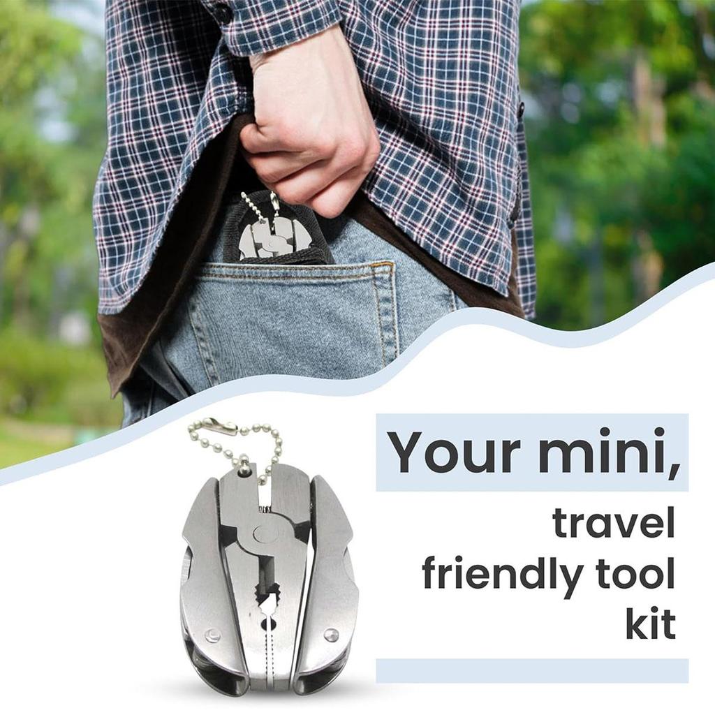 Cacciavite portachiavi multiuso compatto, pinze pieghevoli in acciaio inossidabile per riparazioni rapide, mini utensile portatile per uso esterno e progetti fai da te