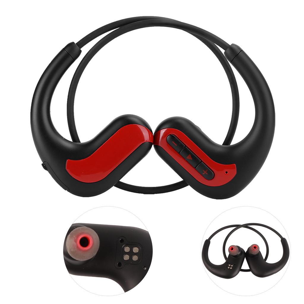 IPX8 Waterproof Sports Headphone Swimming Rear Hanging Bluetooth Earphone with 8G MemoryRed