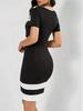 European Fashion Color Block Round Neck Women's Short Sleeve Dress (2026 Edition)