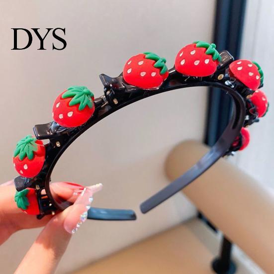 Gevlochten Hoofdband met Mini Clips Cartoon voor Meisjes, Schattige Haarband Haaraccessoire Stijlvol Dagelijks Gebruik Styling, Decoratieve Bloem/Fruit/Strik/Hart/Konijn
