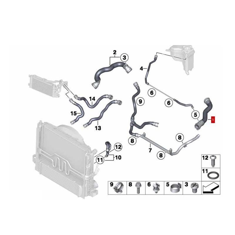 17127612444 X1 E84 20iX 18i Z4 Coolant Hose