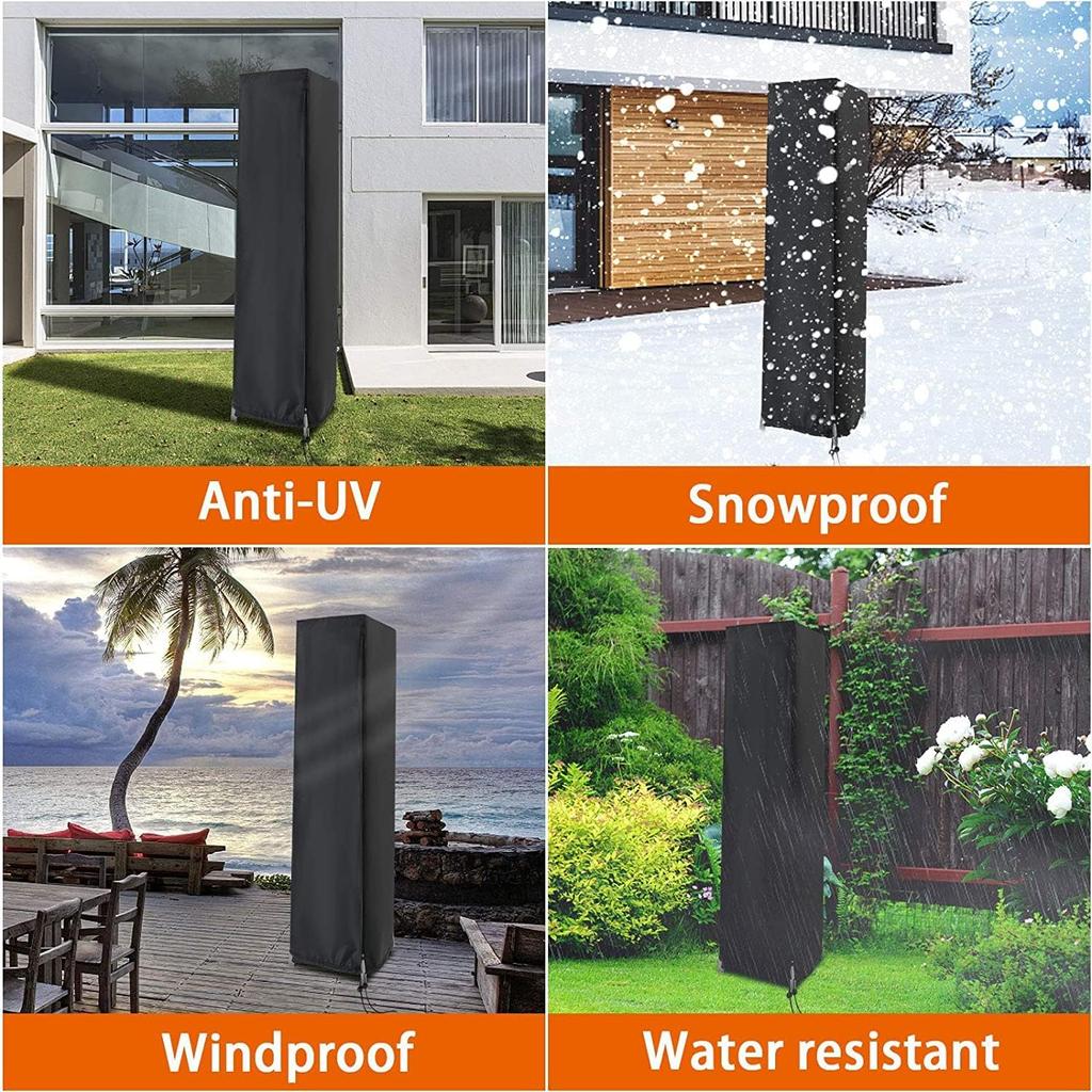 Patio Heater Cover, Outdoor Standing Square Heater Covers with Zipper Waterproof Windproof Thicker Oxford (Black, 87" H X 21" W X 24" D Inch)