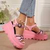 Summer Platform Women Sandals Gothic Lolita Kawaii Girls Luxury Trend Punk Casual Beach Wedges Heel Pink Black Fashion 2026 New