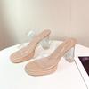 High-heeled slippers women's summer new one-word with PVC outer wear fashion crystal heel