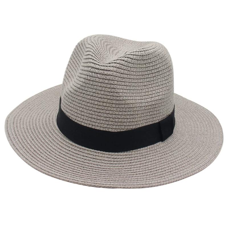 Spring and Summer Selling Straw Hat Square Black Ribbon Hat for Men and Women Jazz Hat Panamahat