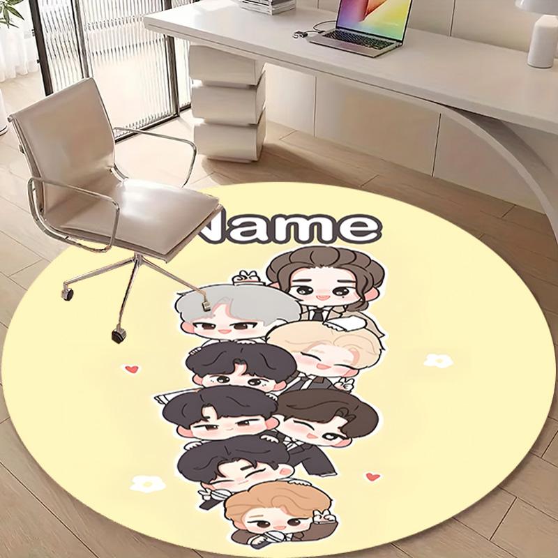 Personalized K-Kpop Team Round Chair Office Rug - Perfect for Mat, Office Chair & More - Ideal Gift for Birthdays and Holidays