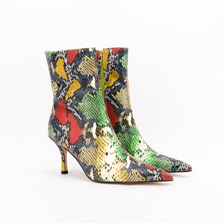 Moda 2025 Nowy Duży Rozmiar 45 Jesień Zima Kobiety Krótkie Botki 6,5cm Wysoki Obcas Krótki Plusz Czarny Czerwony Wężowy Botki do Kostki Markowe Buty Damskie