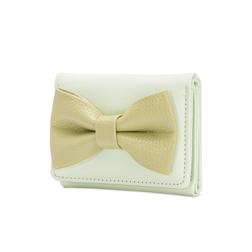 1pc Women Simple Solid Color Bow Decor Mini Tri-Fold Compact Wallet For Women Wallet Mini Wallet Purse Wallet Small Wallet cute