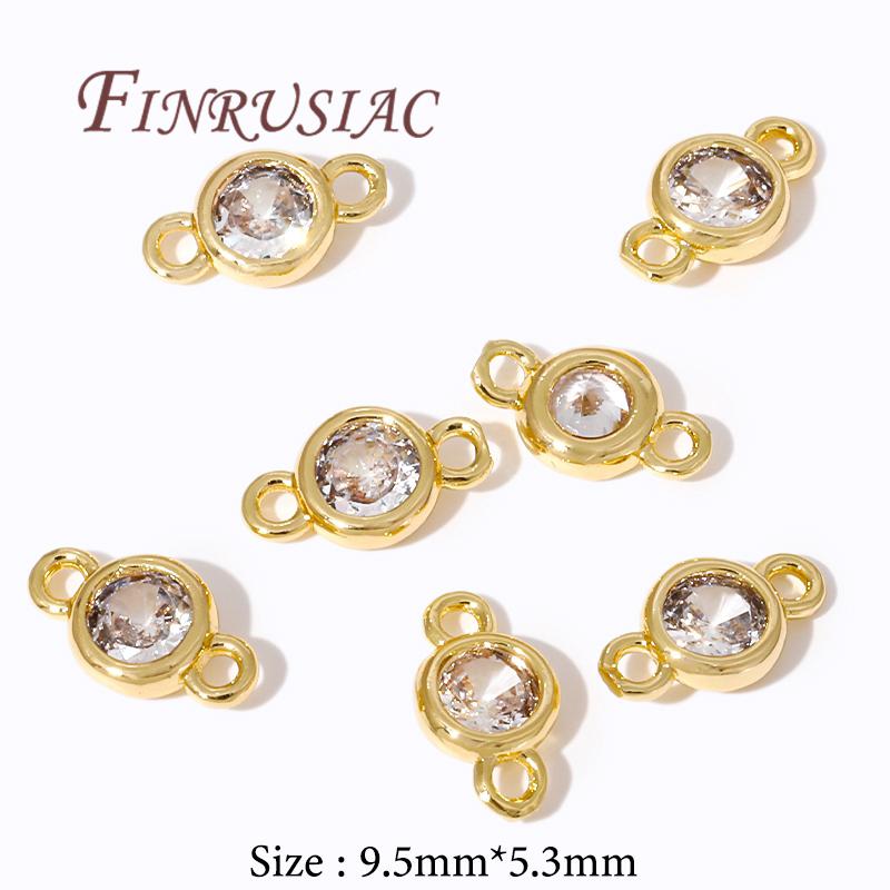 Messing mit 18K Goldbeschichtung mit Zirkon Anhängern Charms Verbinder Zubehör Für Schmuckherstellung Zubehör, DIY Armbänder Zubehör