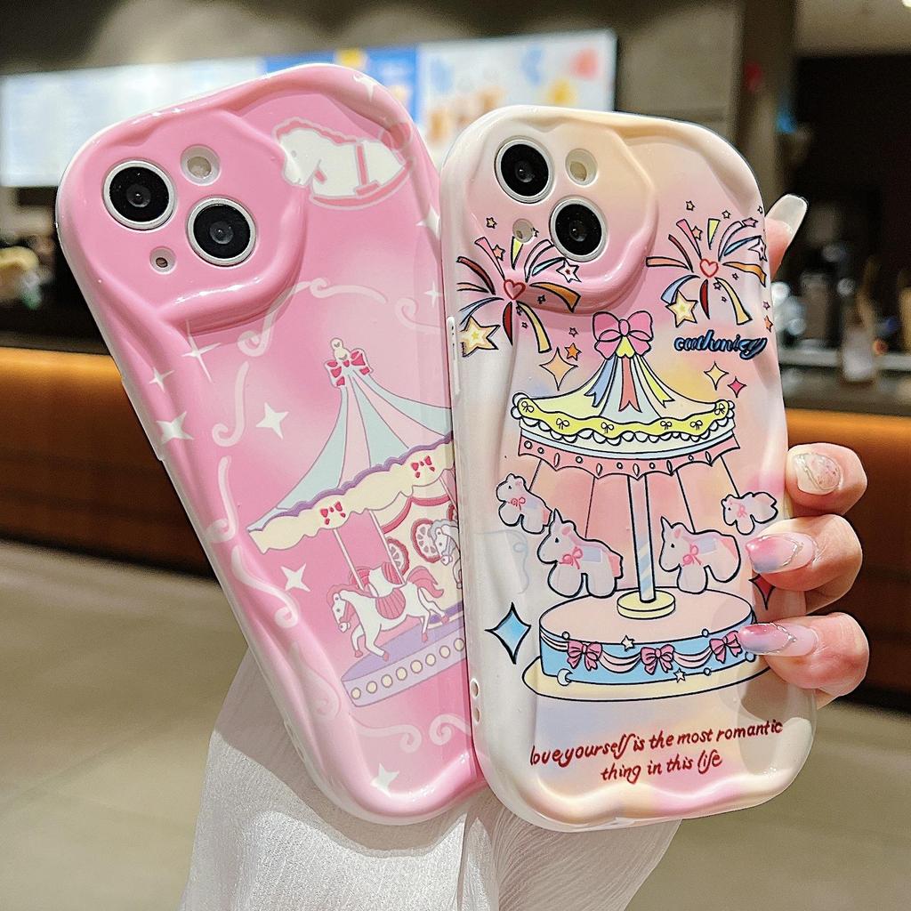 Carousel Silicone Case for Xiaomi Redmi Note 14 13 Samsung A56 A26 A36 Oppo A3 A5 Pro Tecno Spark 30C Funda Cartoon Lucky Dog Cover Soft TPU Bumper