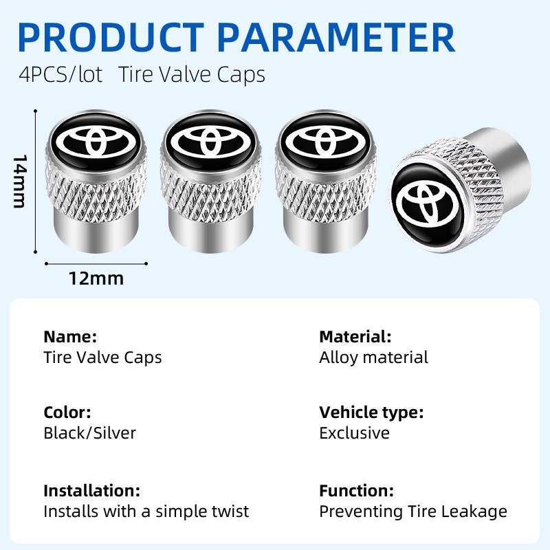 Box High quality Aluminum Wheel Tire Valve Stem Caps Airtight Covers For Toyota Camry RAV4 Hilux Prius Corolla Yaris